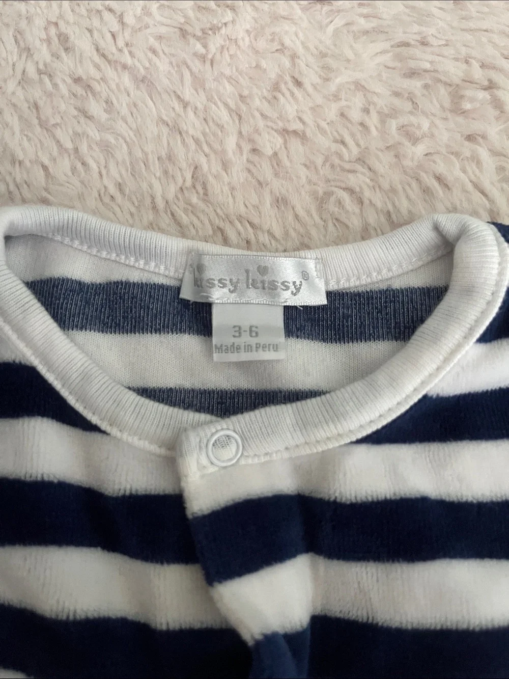 Kissy Kissy Navy and White Striped Footed One-Piece